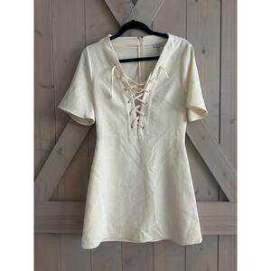 Tobi cream lace up shift dress womens size medium m